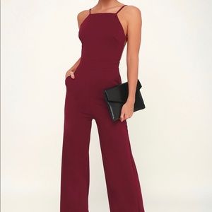 Lulu’s burgundy jumpsuit